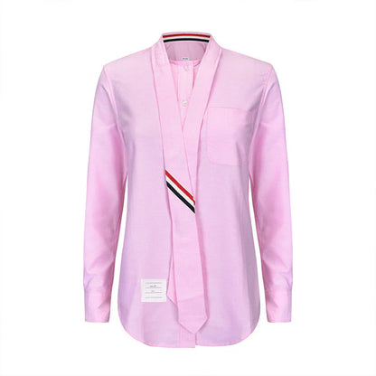 Women tie striped shirt