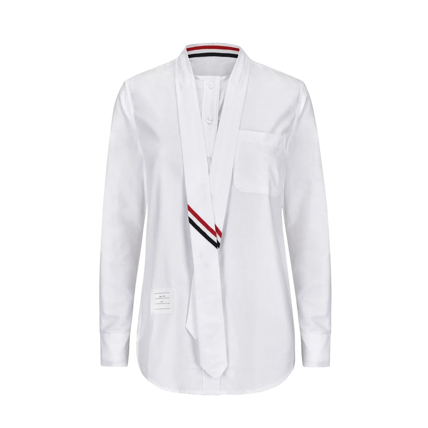 Women tie striped shirt