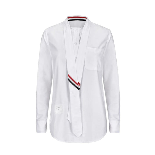 Women tie striped shirt