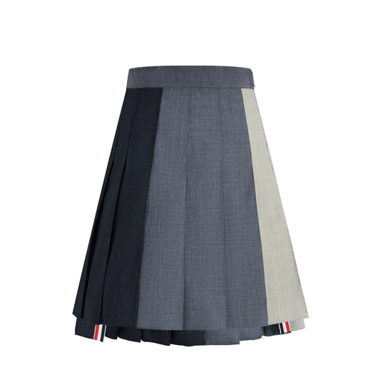 Women three-color pleated skirt