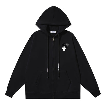 OFF Logo Print Hoodie Jacket