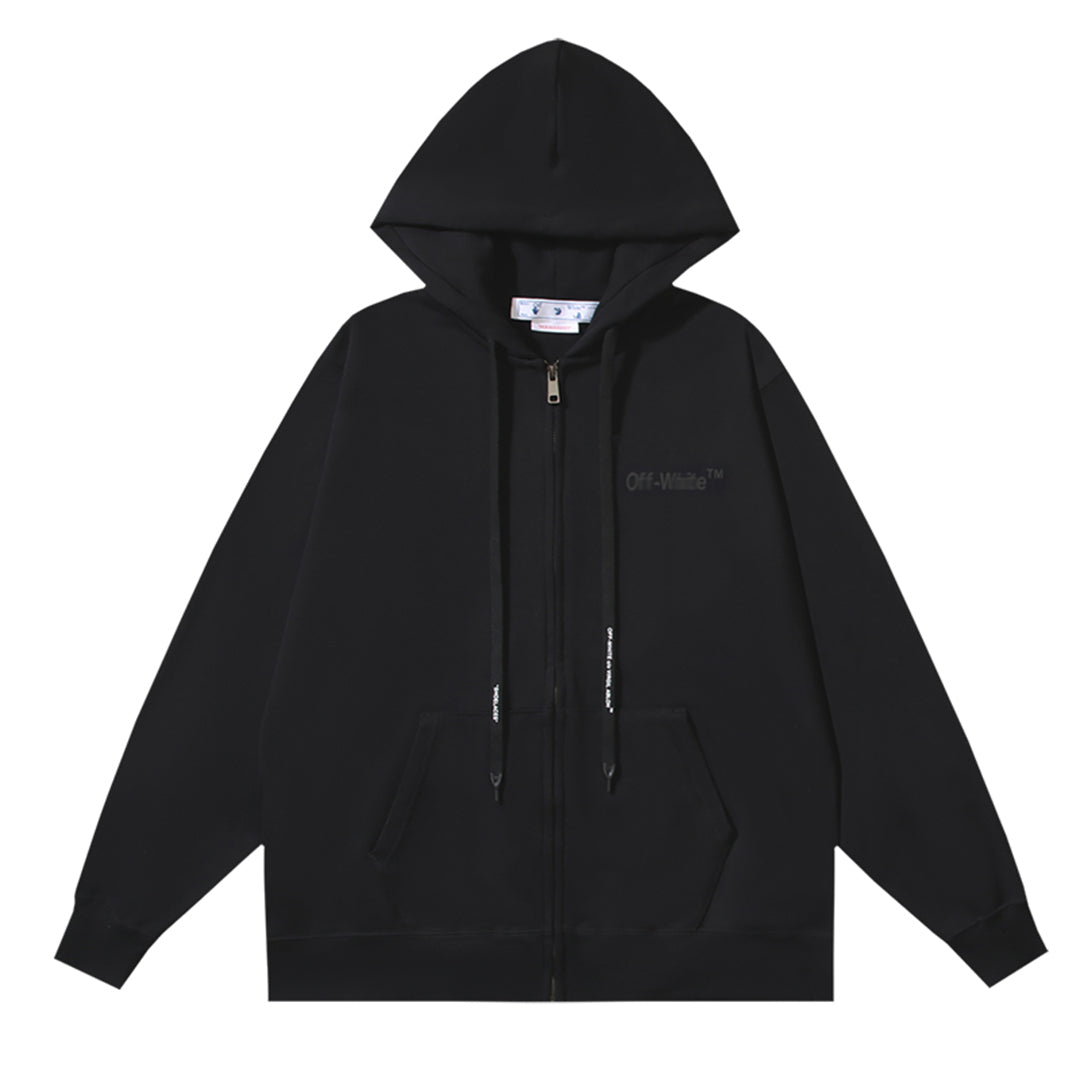 OFF Logo Print Hoodie Jacket