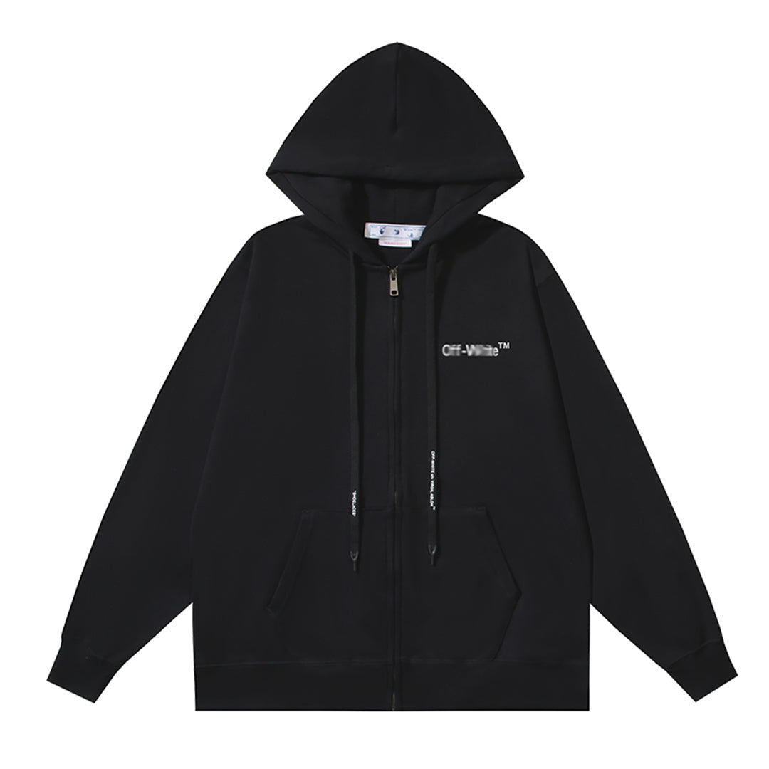 OFF Logo Print Hoodie Jacket