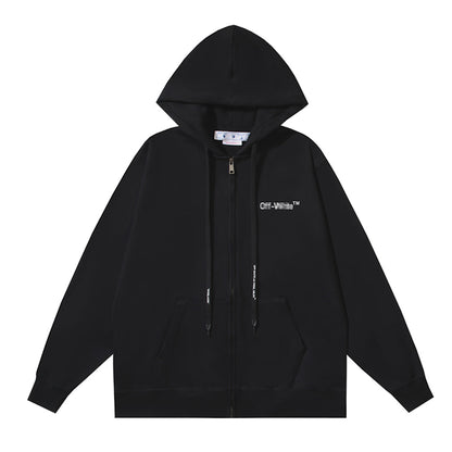 OFF Logo Print Hoodie Jacket