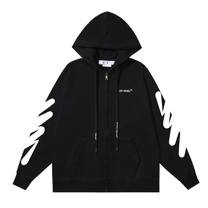 OFF Logo Print Hoodie Jacket
