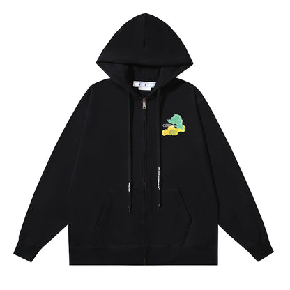 OFF Logo Print Hoodie Jacket