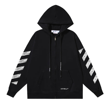 OFF Logo Print Hoodie Jacket