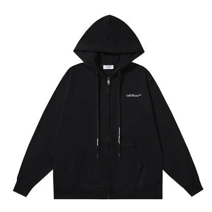 OFF Logo Print Hoodie Jacket