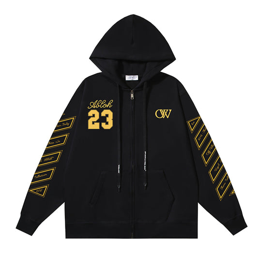 OFF Logo Print Hoodie Jacket